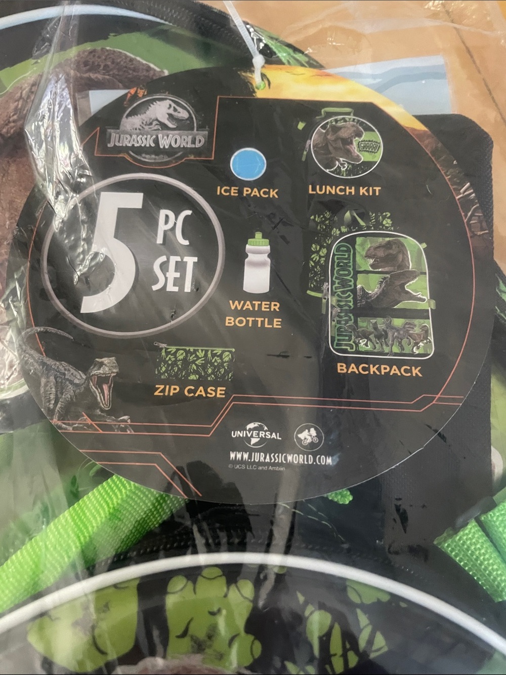 Kohl's Green & Black Dinosaur Graphic Backpack Set